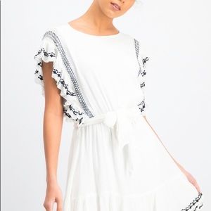 Free People Weekend Brunch Embroidered White Mini Dress